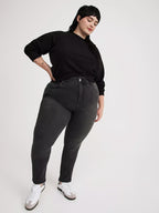 Calças Jeans Skinny de Cintura Alta Plus Size Feminina - Calças de Denim Elástico com Controle de Barriga, Lavagem Escura Preta (Do Casual ao Formal) | Ajuste para Todas as Estações | Lavável na Máquina | por Senlin District (Amiga das Curvas)