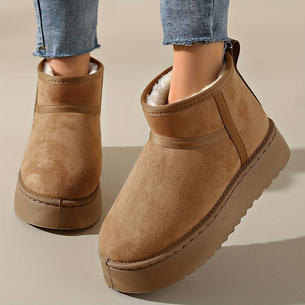 Par de Botas de Neve Unissex Casuais e Confortáveis para Outono, Cor Sólida, Quentes e Simples com Sola Grossa para Escritório ou Casa - Femininas