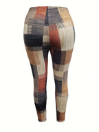 Calças Skinny de Cintura Alta para Mulheres - Leggings Elásticas para Todas as Estações, Não Transparente para Looks Casuais e Formais - Lavável à Máquina em Tons Neutros (Bege/Preta/Cinza/Marrom/Azul/Vermelho/Branco), Calças Versáteis com Estampa Geométrica, Material Durável, Ajustadas, Moda Casual, Alta Elasticidade, Leggings Estilosas, Adulto Feminino