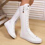 Botas de Cano Alto Rasas com Fecho Interior para Mulher | Pendente de Decoração de Halloween para Estudantes, Para Todas as Estações, Tamanhos 34-43