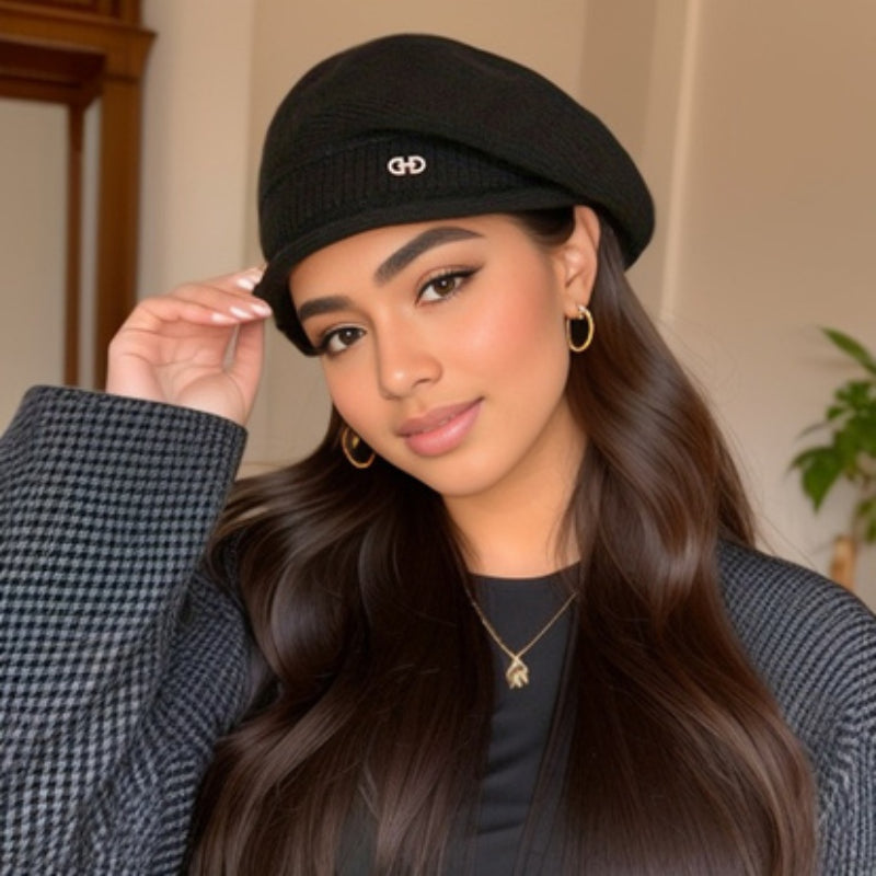 Gorro Feminino - Touca de Inverno Macia e Ajustável com Fecho de Botão, Leve e Confortável para Esportes e Looks Casuais, Lavagem Manual, Essencial para Calor ao Ar Livre, Acessório Versátil
