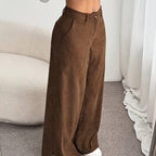 Elegant Wide-Leg Corduroy Trousers for Women
