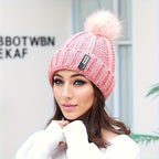 Conjunto de 2 peças de gorro de inverno para mulher e cachecol de pescoço com forro de lã e pompon - Respirável, elástico, fecho de botão, lavagem à mão apenas, perfeito para ocasiões de Natal