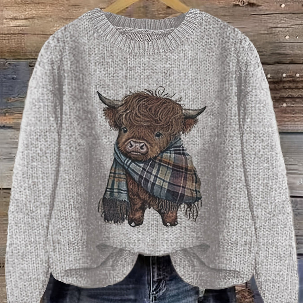 Chic Animal Print Round Neck Blouse