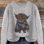 Chic Animal Print Round Neck Blouse