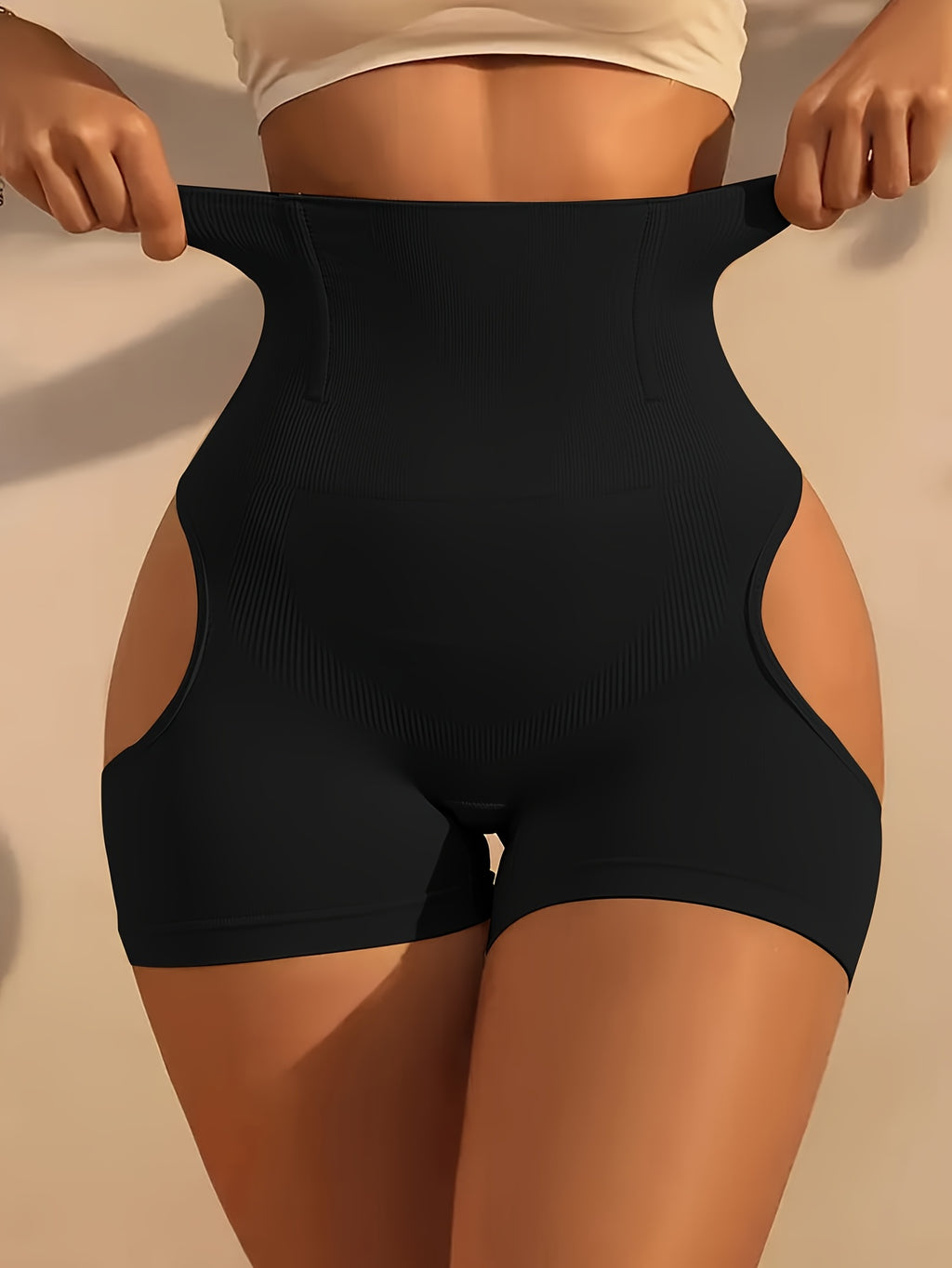 Calcinha de Cintura Alta com Controle de Barriga e Levantamento de Bumbum para Mulheres - Calcinha Modeladora Respirável com Realçador de Bumbum, Cueca Baixa Lisa e Sem Costura para Uso Diário, Academia e Pós-Parto (Preta) - Lavável na Máquina