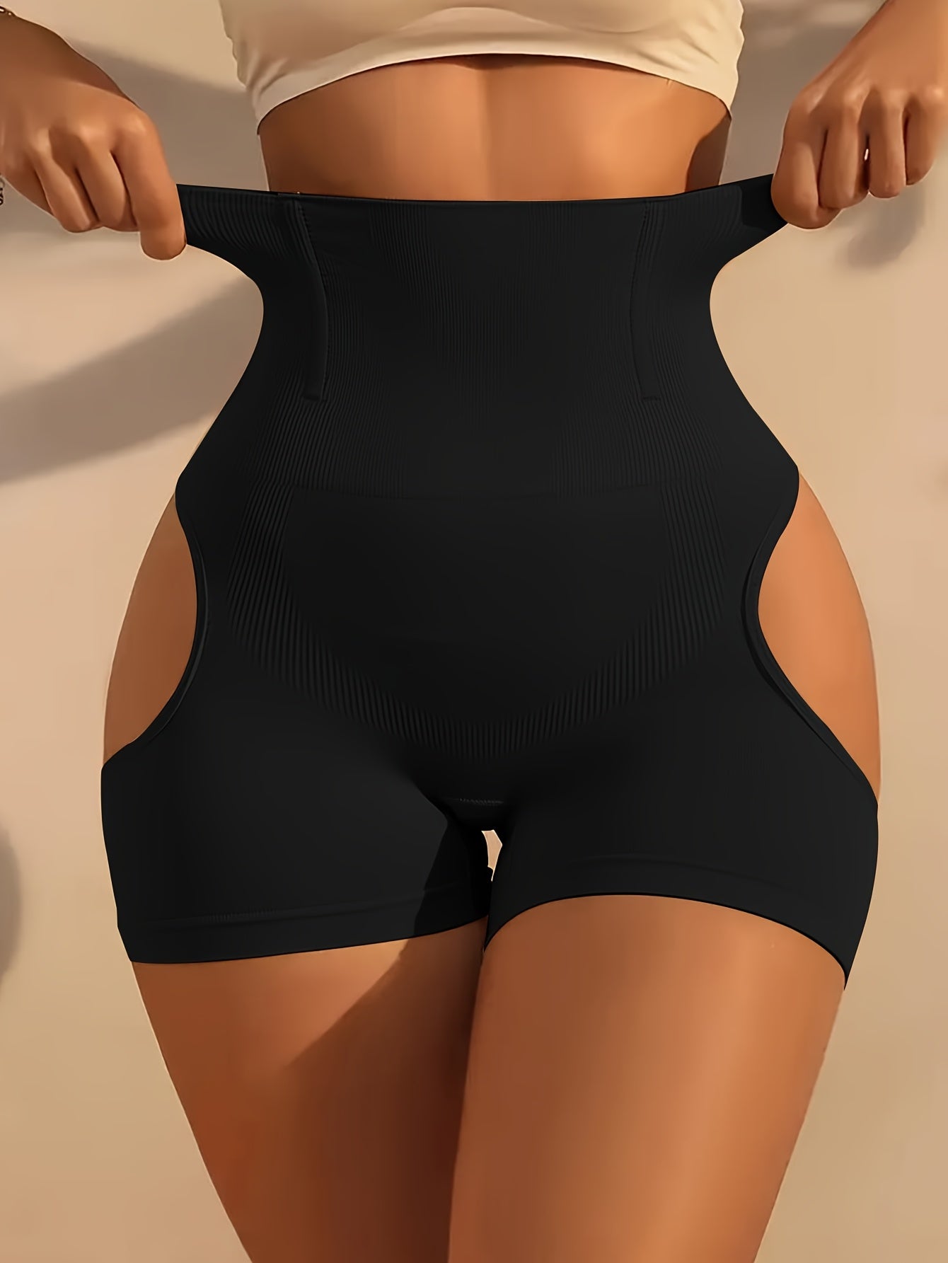 Calcinha de Cintura Alta com Controle de Barriga e Levantamento de Bumbum para Mulheres - Calcinha Modeladora Respirável com Realçador de Bumbum, Cueca Baixa Lisa e Sem Costura para Uso Diário, Academia e Pós-Parto (Preta) - Lavável na Máquina