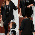 Timeless Plus Size Blazer with PU Collar