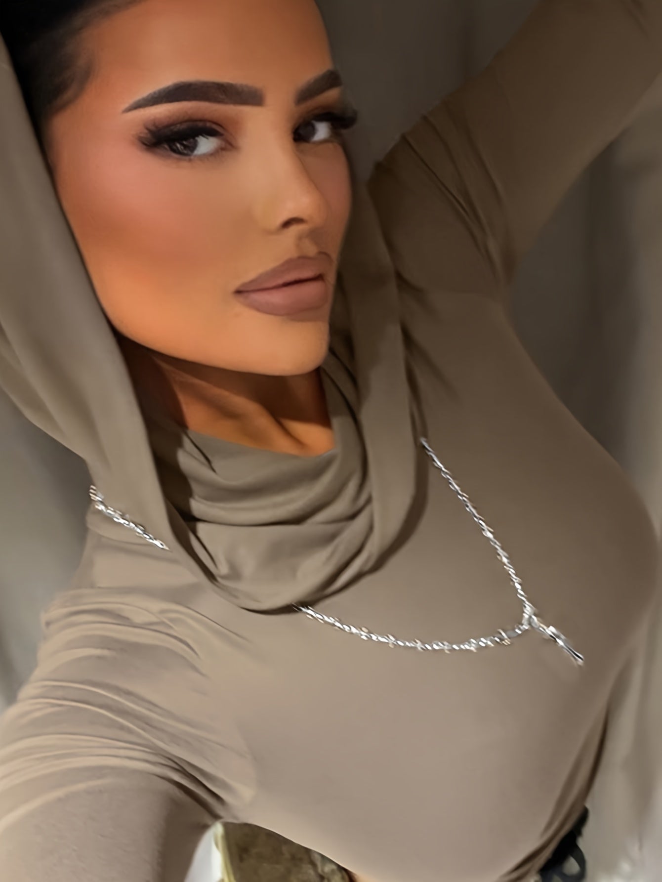 Top Recortado Com Capuz De Cor Sólida, Top Fino De Manga Comprida Y2K, Roupas Femininas