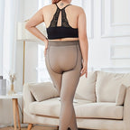1 Par de Collants Transparentes Acolchoados em Lã Grossa Plus Size para Mulher - Collants de Cintura Subida de Comprimento Total com Cobertura Total, Cor Sólida (/Azul Marinho//) para Calor no Inverno, Roupa de Perna Confortável e Versátil, Cobertura Total e Cobertura Total