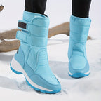 Botas de Neve Femininas de Corte Médio, Quentes e Espessas para Inverno, Antiderrapantes para Uso Externo, Sapatos Altos de Tamanho Grande para Mulheres