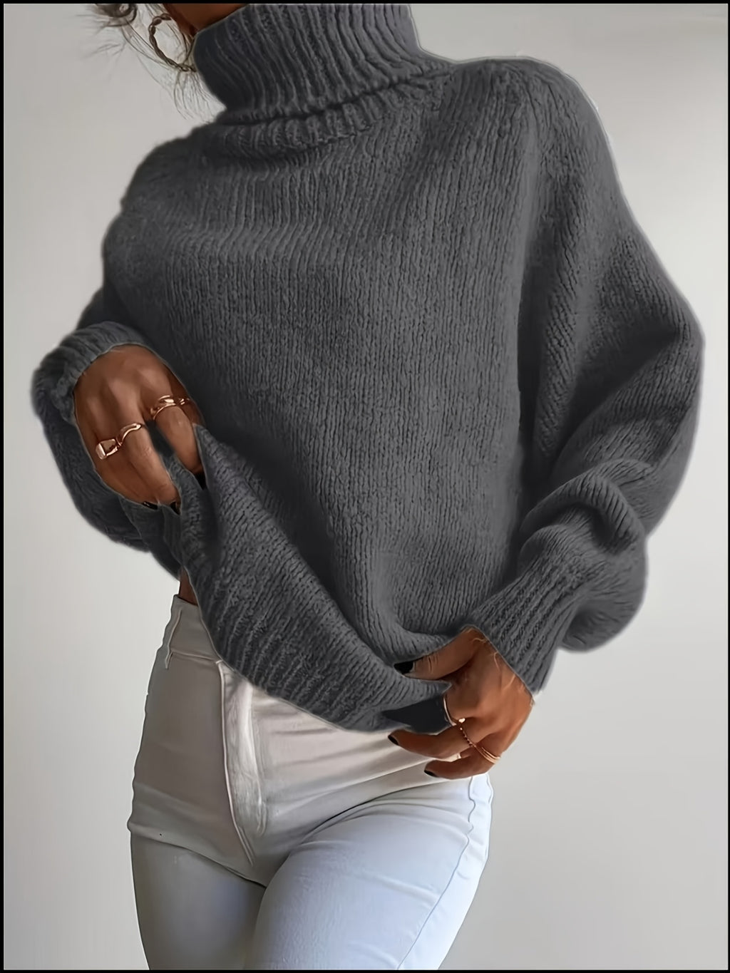 Blusa Feminina Elegante de Gola Redonda - Suéter Macio e Quente de Cor Sólida para Inverno, Lavável na Máquina, Tops Aconchegantes para Outono e Inverno, Versátil para Looks Casuais ou Sofisticados, Suéter Simples para Jeans/Vestidos/Saias