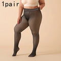 1 Par de Collants Transparentes Acolchoados em Lã Grossa Plus Size para Mulher - Collants de Cintura Subida de Comprimento Total com Cobertura Total, Cor Sólida (/Azul Marinho//) para Calor no Inverno, Roupa de Perna Confortável e Versátil, Cobertura Total e Cobertura Total