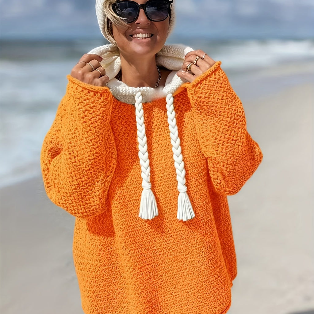 Elegant Women's Hoodie Sweater - Soft Semi-Transparent Knit