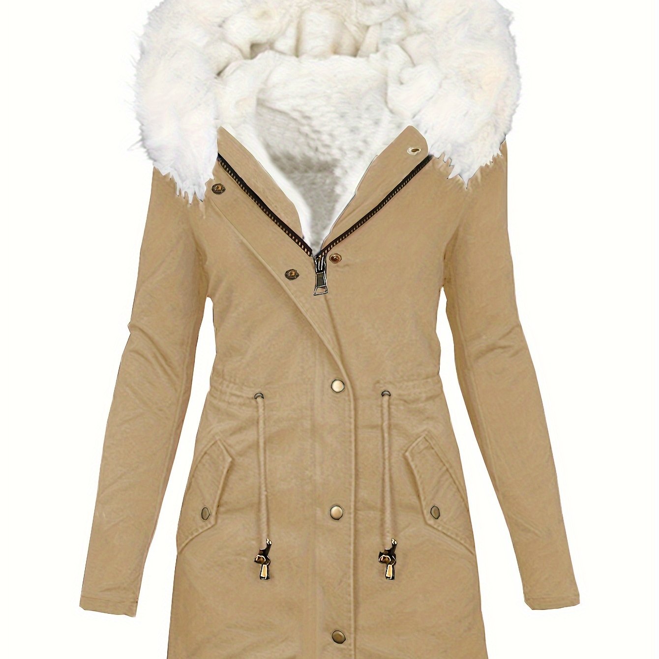Elegant Women's Winter Coat with Faux Fur Hood