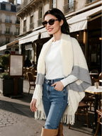 Xaile Elegante Assimétrico Feminino - Cachecol de Inverno Macio e Quente com Rosa Pastel/Roxo, Xaile Formal e para o Dia a Dia para Todas as Estações para Festas, Roupa Casual - Acessório de Moda Feminino de Fácil Cuidado, Acessório de Festa, Cobertura Elegante, Padrão Geométrico