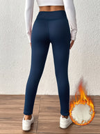 Leggings Térmicas de Cintura Alta para Mulheres - Meias de Inverno com Toque de Fleece e Cintura Elástica, Comprimento 9/10 (Sem Punho) para Uso Casual - Calças Quentes e Ajustadas, Laváveis à Máquina, Preto/Branco/Mais Cores