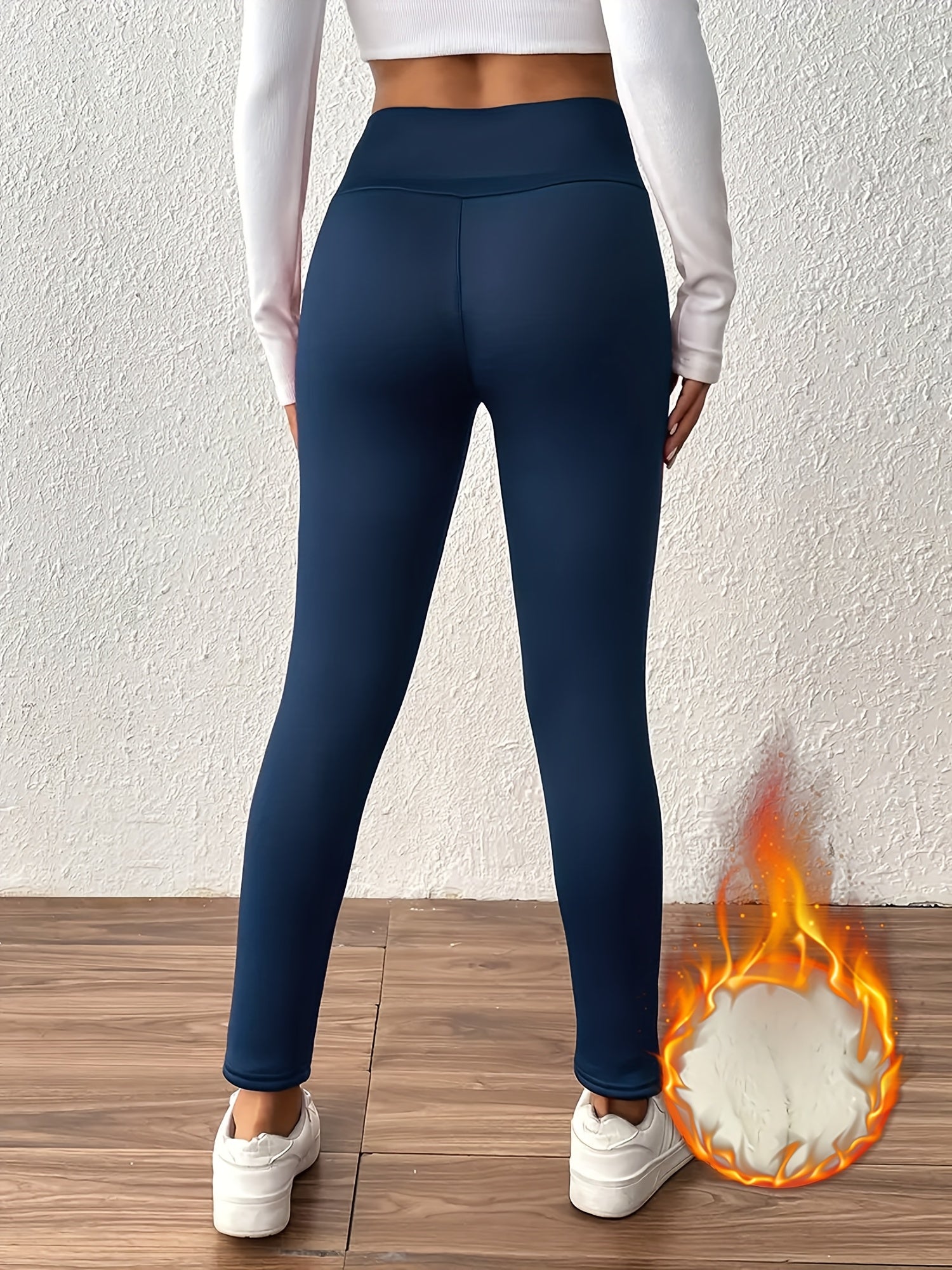 Leggings Térmicas de Cintura Alta para Mulheres - Meias de Inverno com Toque de Fleece e Cintura Elástica, Comprimento 9/10 (Sem Punho) para Uso Casual - Calças Quentes e Ajustadas, Laváveis à Máquina, Preto/Branco/Mais Cores