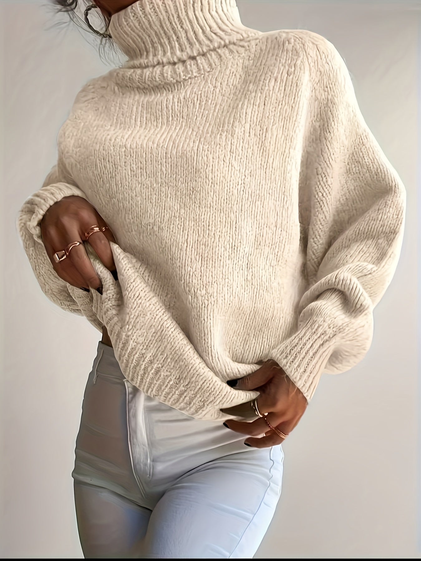 Blusa Feminina Elegante de Gola Redonda - Suéter Macio e Quente de Cor Sólida para Inverno, Lavável na Máquina, Tops Aconchegantes para Outono e Inverno, Versátil para Looks Casuais ou Sofisticados, Suéter Simples para Jeans/Vestidos/Saias