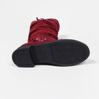 Botas de Cano Alto Slip-On para Mulher - Fecho Slip-On, Palmilha Acolchoada e Sola TPR Antiderrapante - Botas Formais e de Uso Diário para Todas as Estações em Preto/Vermelho/Azul/Laranja - Plataforma de Salto Médio, Parte Superior em Tecido Fácil de Limpar - Calçado Casual a Profissional para Mulher