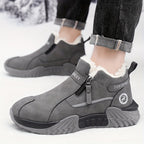 Botas de Neve Unissex para Inverno, Simples e Modernas em Cores Sólidas de Cinza, Preto, Caqui, Design Superior em PU, Design de Calçar Fácil, Sola de PVC Espessa e Macia Resistente ao Desgaste com Aderência Forte, Forrada para Calor e Conforto, Sapatos Deslizantes para Preguiça, Adequados para