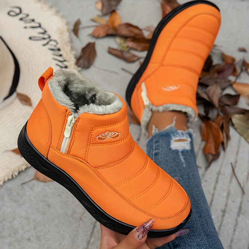 1 par de Botas Femininas para Inverno, Estilo Versátil com Forro Peludo, Design Leve e Bico Redondo, Fácil Calçar em Cano Curto, Ideal para Uso Externo, Confortável Durabilidade Quente - Tênis Elevação Ankle Boots & Snow Boots