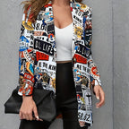 Neon Graffiti Plus Size Blazer - Modern Statement Piece