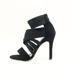 Sandálias de salto agulha para mulheres, bombas de vestido de moda com ponta aberta, saltos elegantes com fecho de correr na parte de trás