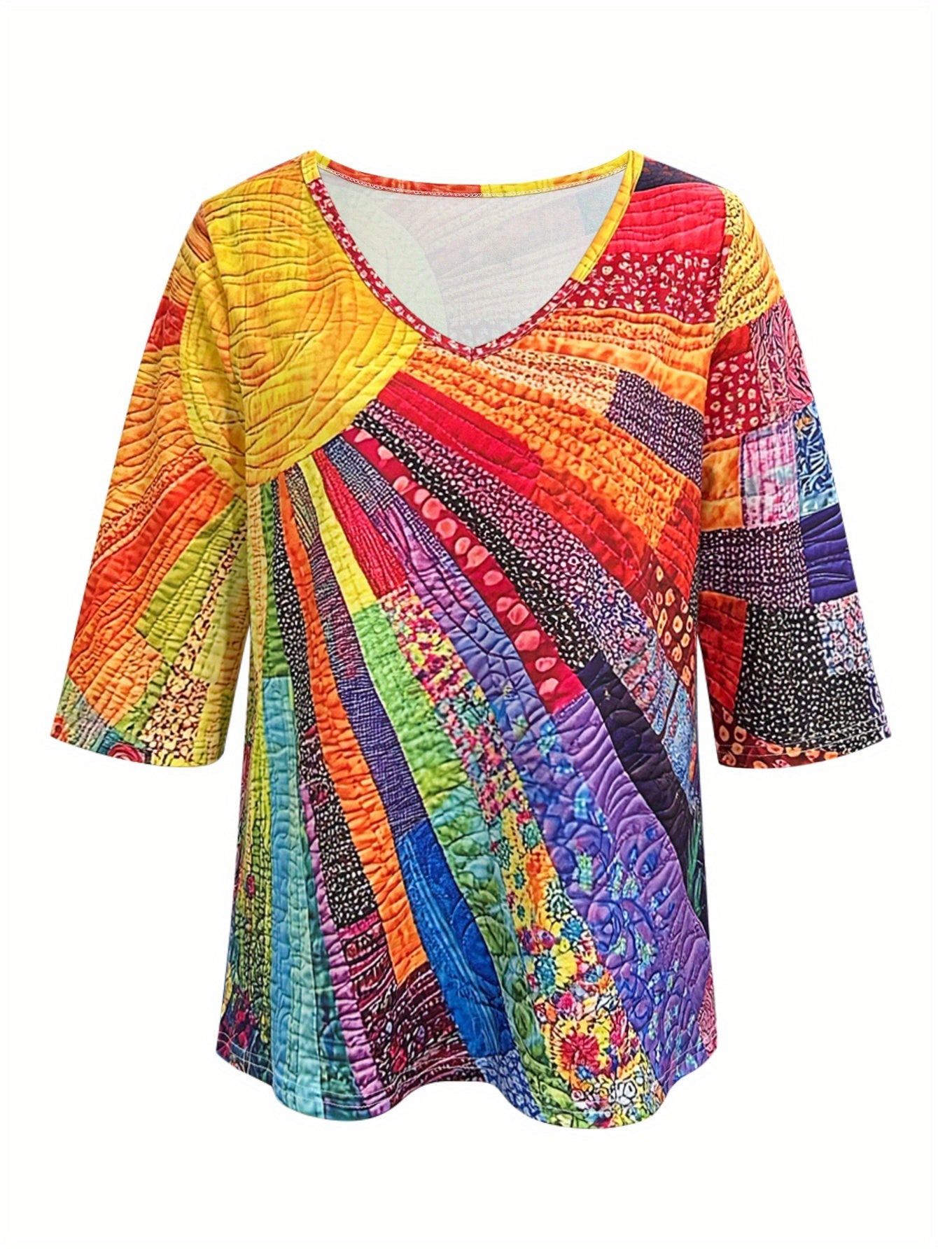 Outono/Inverno Moda Feminina Estampa Versátil Estilo Casual Elegante Midi Camiseta Casual Top para Casa e Uso Diário