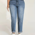 Effortless Chic Straight-Leg Jeans with Elastic Waist