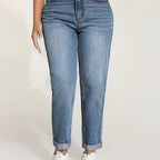 Effortless Chic Straight-Leg Jeans with Elastic Waist