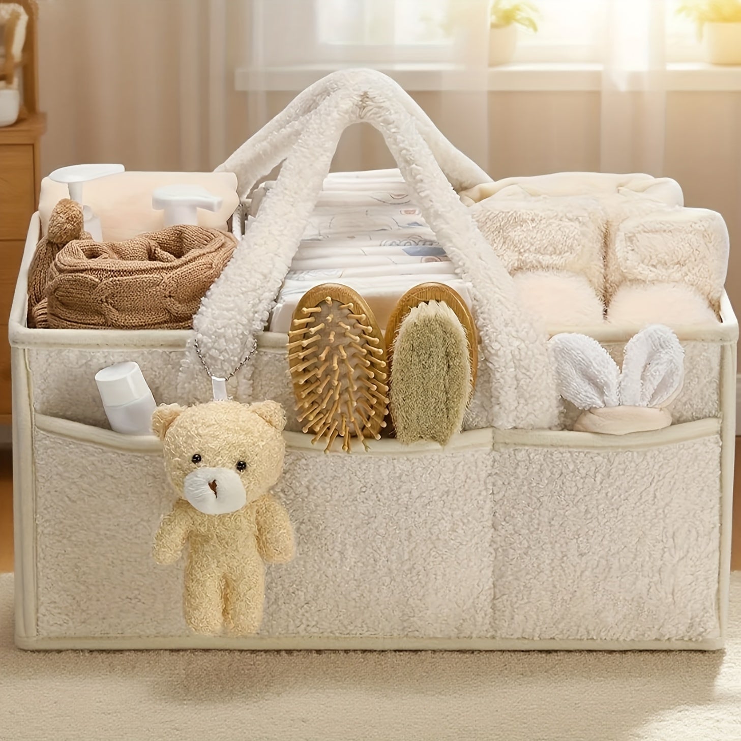 Organizador de Fraldas para Mudo, Cesto de Armazenamento para Fraldas e Lenços Umedecidos, Presente para Chá de Bebê, Organizador de Carro, Organizador de Fraldas, Armazenamento Portátil de Fraldas