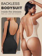 1 Peça Body Feminino Sem Costas com Controle de Barriga - Modelador Invisível e Sem Costura para Vestidos Internos & Casamento TE211