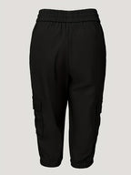 Shorts Cargo Plus Size Femininos - 100% Poliéster, Cintura com Cordão, Ajuste Solto e Comprimento Médio, Múltiplos Bolsos, Lavável na Máquina para Primavera/Verão/Outono, Viagens e Lazer, Essenciais de Férias