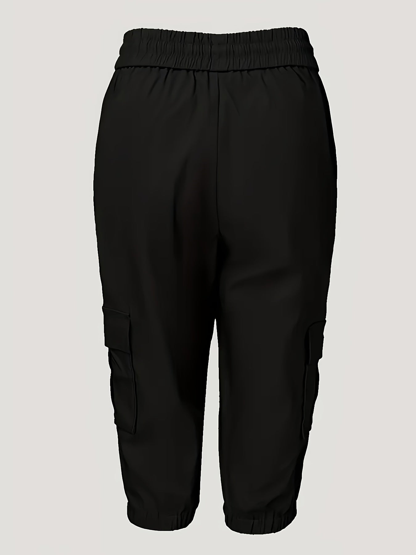 Shorts Cargo Plus Size Femininos - 100% Poliéster, Cintura com Cordão, Ajuste Solto e Comprimento Médio, Múltiplos Bolsos, Lavável na Máquina para Primavera/Verão/Outono, Viagens e Lazer, Essenciais de Férias