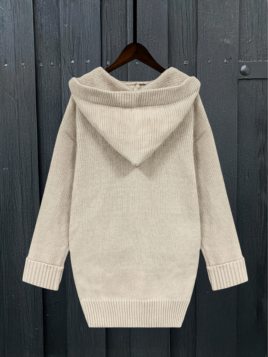 Casaco de Inverno Feminino com Capuz e Estampa Xadrez Highland Cow, Fechamento em Botões & Bolso no Peito - Sobretudo Oversized para Outono/Inverno, Design Rústico Aconchegante com Padrão Animal Inspirado em Ovelha