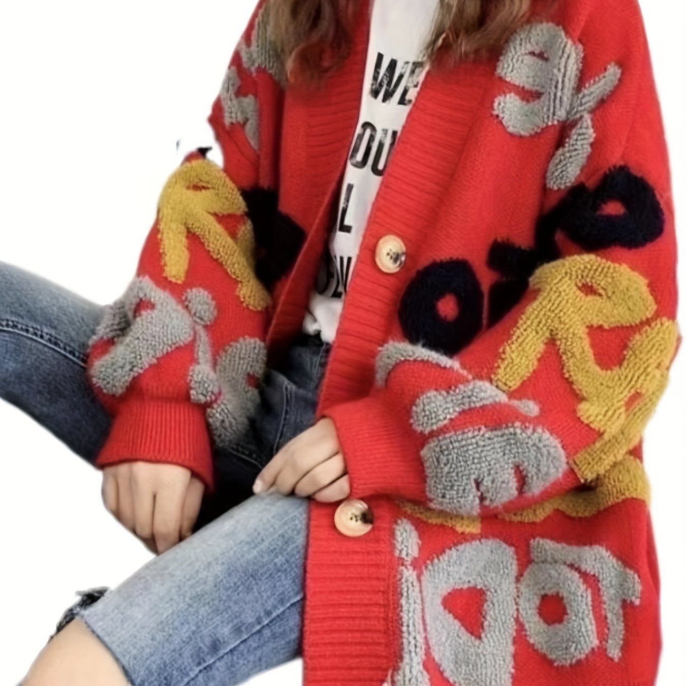 Charming Lettered Button Cardigan for Fall & Winter