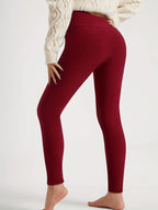 Leggings de cintura alta forradas com pelúcia para mulheres, elásticas e confortáveis, estilo casual para o inverno, ideais para vestir por baixo de roupa térmica