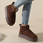 Par de Botas de Neve Unissex Casuais e Confortáveis para Outono, Cor Sólida, Quentes e Simples com Sola Grossa para Escritório ou Casa - Femininas