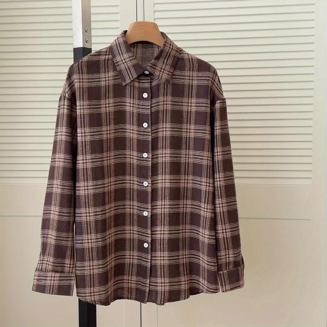 Camisa de Botões Oversize Feminina - Blusa de Manga Comprida e Corte Solto com Decote Quadrado, Tecido Opaco para Looks Diários e Formais - Transição Primavera/Outono, Roupa de Primavera Outono, Construção Durável, Topo Elegante, Roupa de Escritório