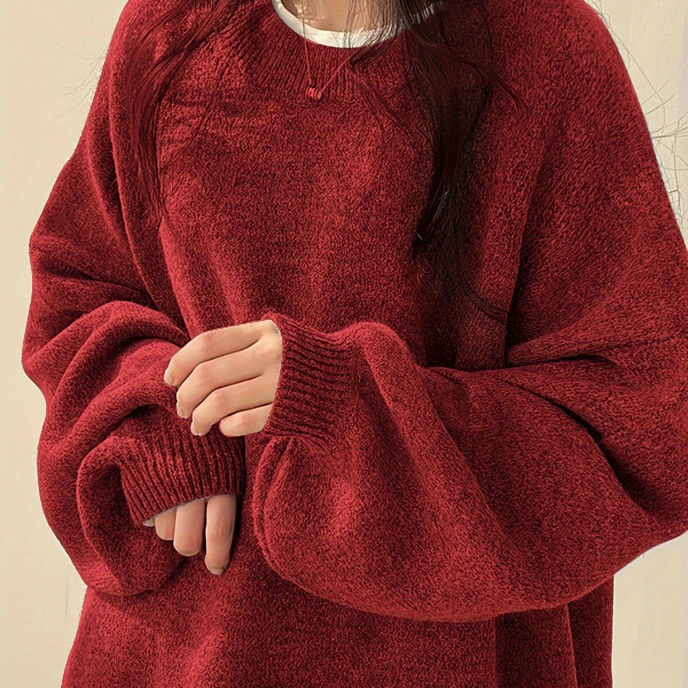 Elegant Long Sleeve Round Neck Sweater - Autumn/Winter Essential