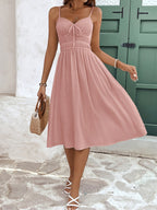 Chic Sleeveless A-Line  with Spaghetti Straps