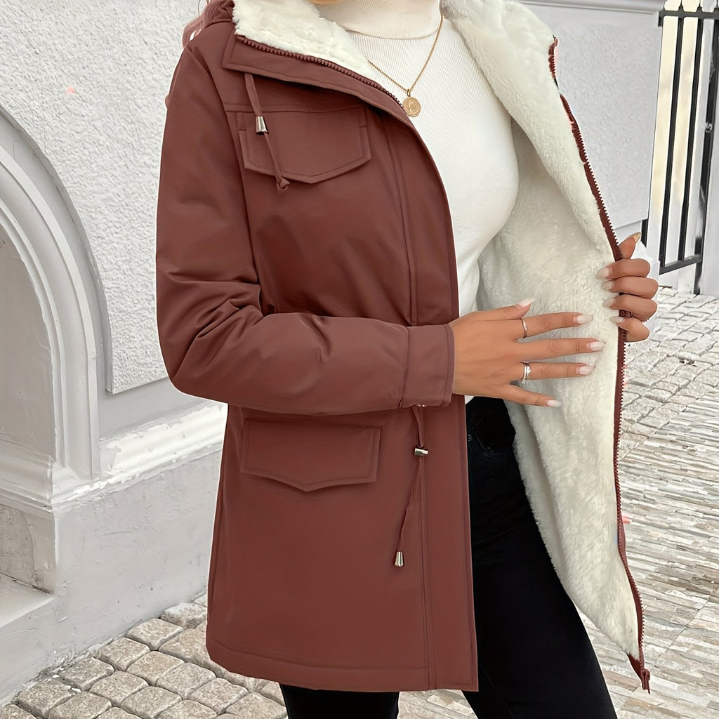 Elegant Hooded Women's Coat for Fall and Winter