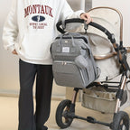 Mala de fraldas leve de grande capacidade para mulheres - Alças de ombro ajustáveis, vários compartimentos, fecho de correr e forro de poliéster para viagens, praia, férias - Cinza, Mala de fraldas, Transportador de acessórios de praia, Acessório de estilo para pais, Fecho de correr durável