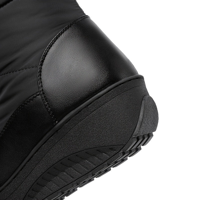 Botas de neve brancas para mulheres - Botas de inverno confortáveis até o meio da panturrilha com forro de pele sintética fofa, sola de borracha antiderrapante, salto plano e abertura lateral com fecho de correr para atividades ao ar livre, calçado de inverno | Botas de neve elegantes | Calçado durável