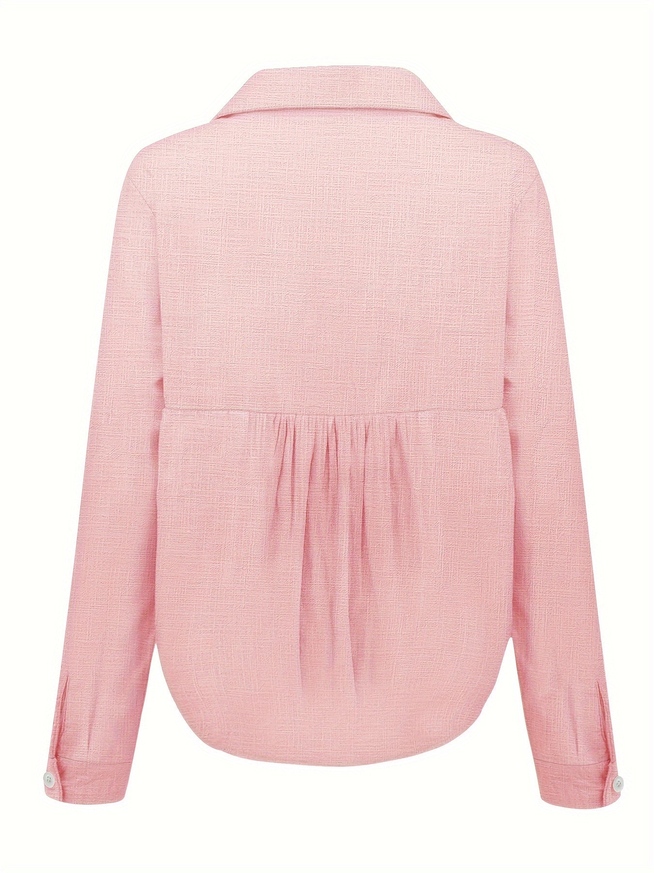 Camisa de Manga Longa Sólida para Mulheres, Estilo Europeu e Americano