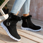 Botas de Inverno Femininas - Sola Espessa com Plataforma para Clima Frio, Sola em PU Antiderrapante, Fecho de Zíper, Interior Aveludado tipo Pelo Sintético - Sapatos Quentes para Looks Diários e Formais - Ylxhoa, Calçado Sazonal, Calçado Elegante, Construção Durável