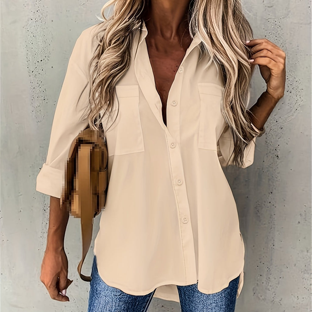 Effortless Elegance: Women's Relaxed Fit Button-Up Shirt
