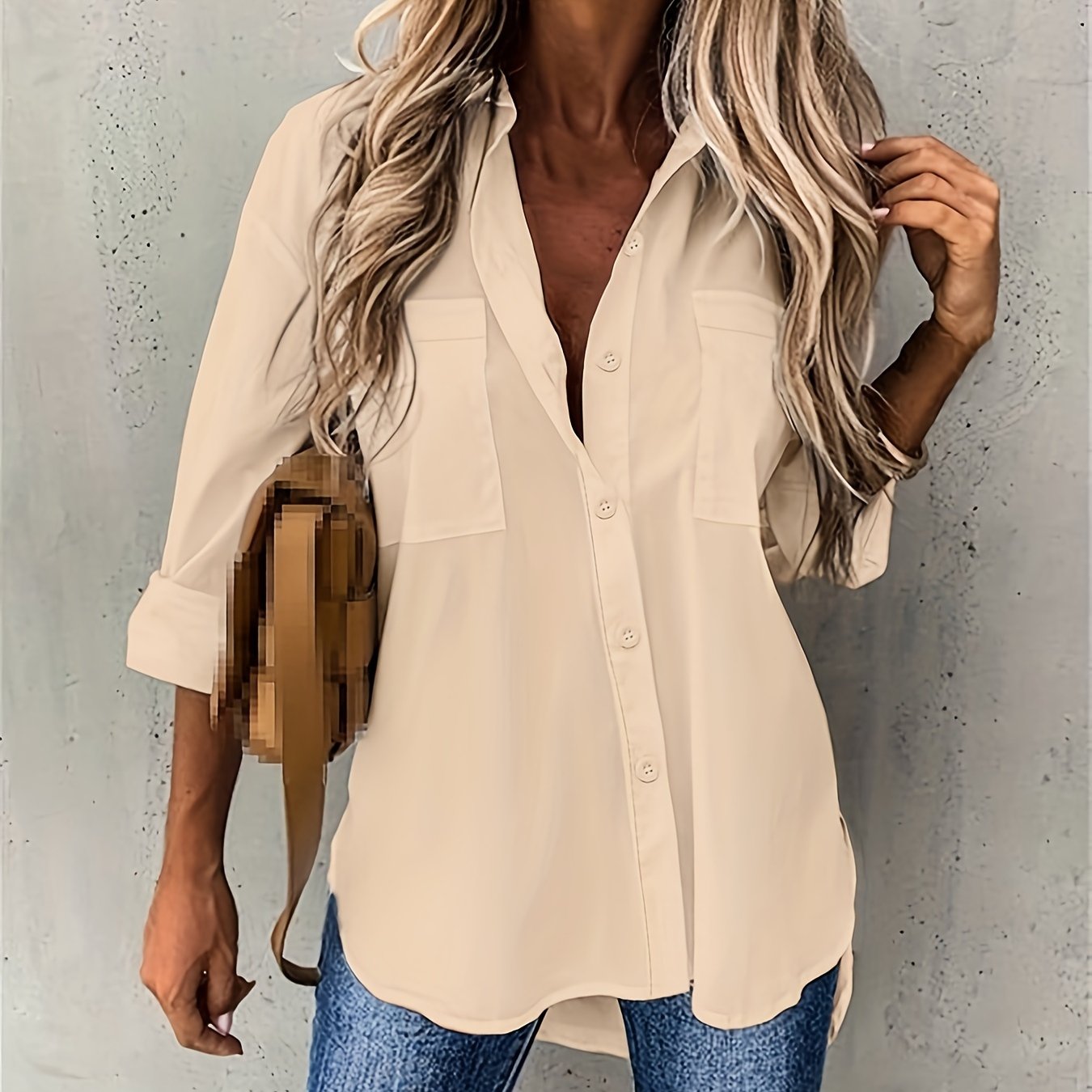 Effortless Elegance: Women's Relaxed Fit Button-Up Shirt
