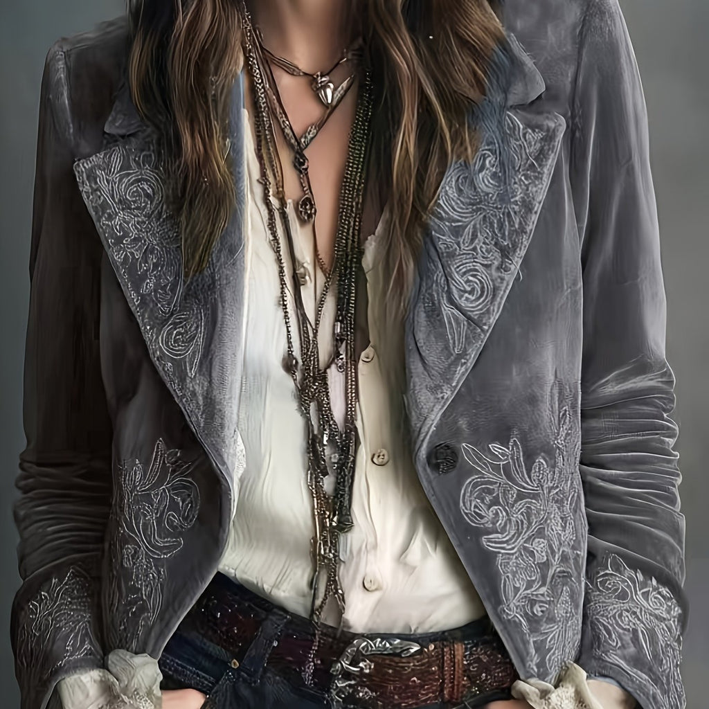 Exquisite Botanical Embroidered Women's Blazer